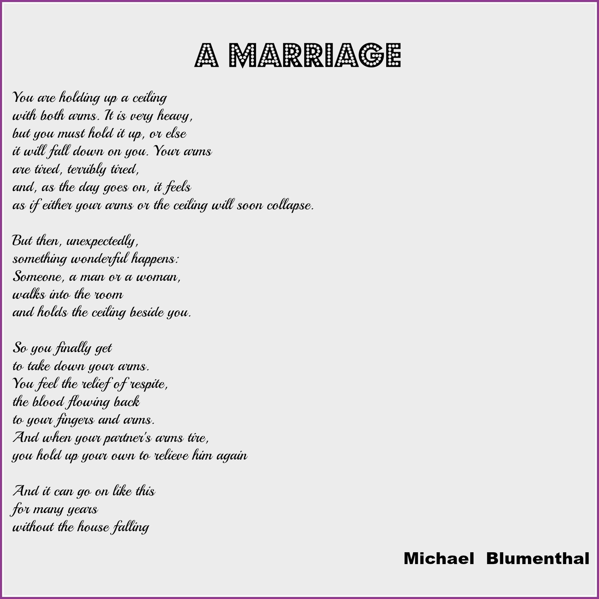 Wedding Reading: A Marriage
