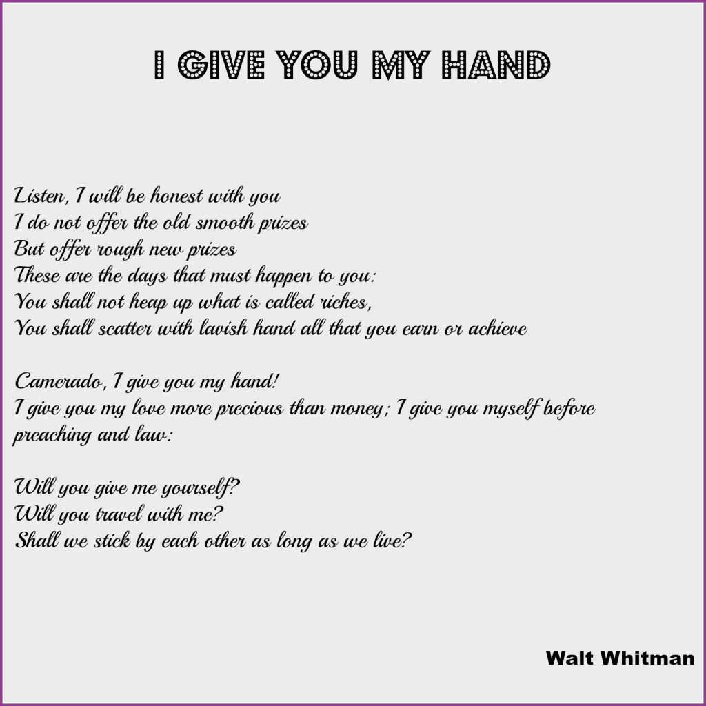 I give you my hand